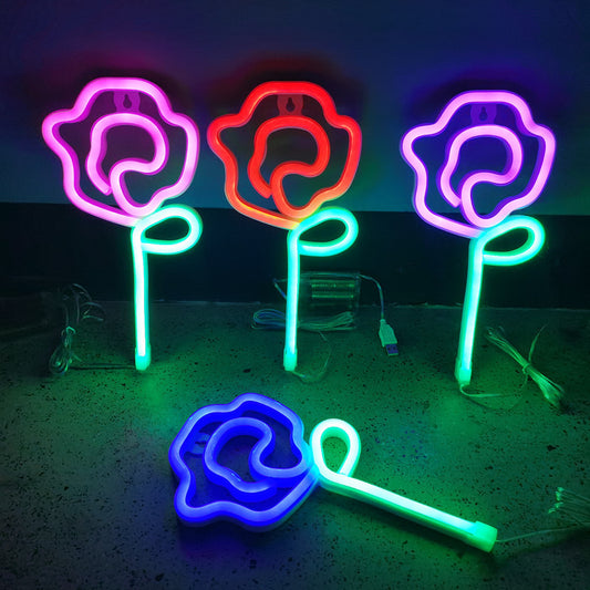 LED Rose Neon Lights | Rose Neon Lights | SparkScuplt